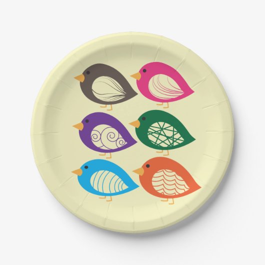 Niedliche, bunte Raubvögel Pappteller (Vorderseite)