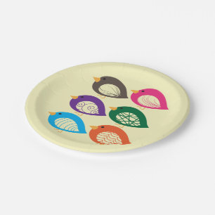 Niedliche, bunte Raubvögel Pappteller
