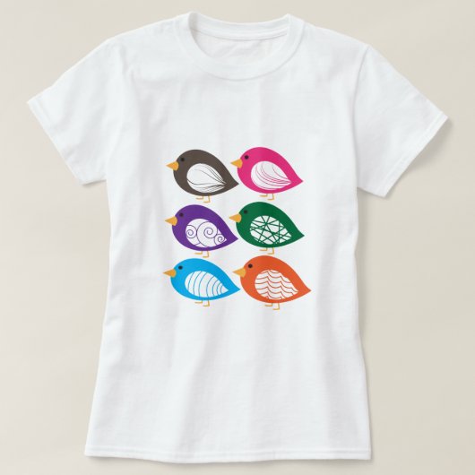 Niedliche, bunte Raubvögel T-Shirt (Design vorne)