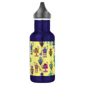 Niedliche, bunte Roboter auf gelbem Hintergrund Edelstahlflasche (Links)