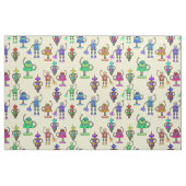 Niedliche, bunte Roboter auf gelbem Hintergrund Stoff (Yard (91,4 cm))