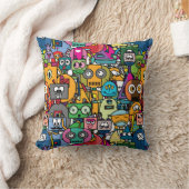 🤖 Niedliche, bunte Roboter Kissen (Decke)