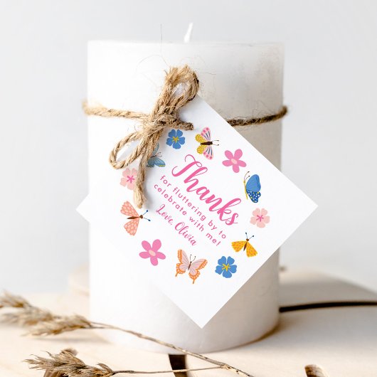 Niedliche bunte Schmetterlinge Geburtstag Danke Geschenkanhänger