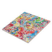 Niedliche bunte Vintage Blüte Fliese (Seite)