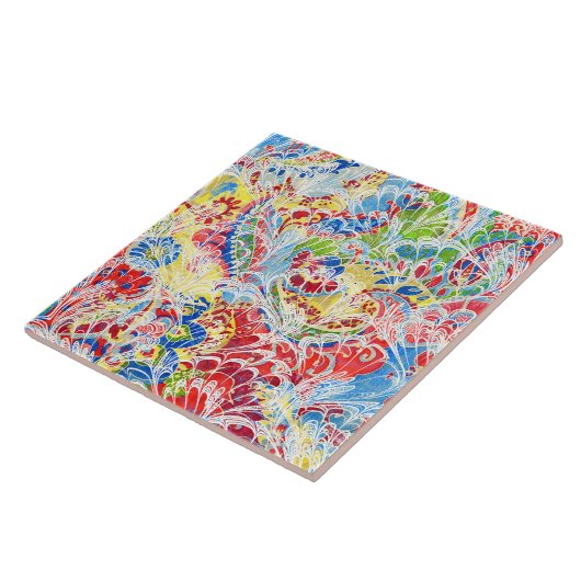 Niedliche bunte Vintage Blüte Fliese (Seite)