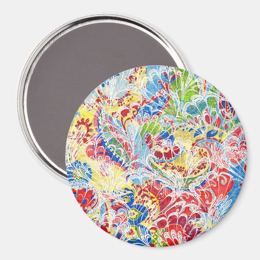 Niedliche bunte Vintage Blüte Magnet (Vorderseite/Rückseite)