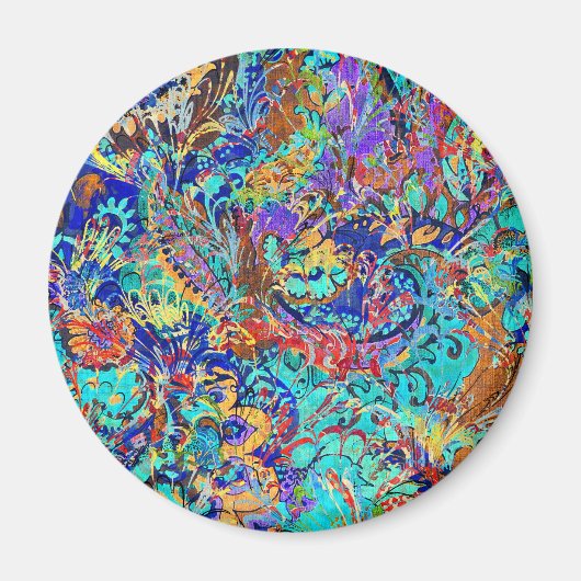 Niedliche bunte Vintage Blüte Magnet (Vorne)