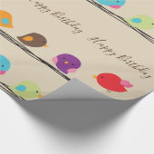 niedliche bunte Vögel auf Seilmuster Geschenkpapier (Ecke)