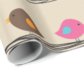 niedliche bunte Vögel auf Seilmuster Geschenkpapier (Rolleneckpunkt)