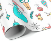 Niedliche bunte Weihnachtsmänner Cartoon Tiermuste Geschenkpapier (Rolleneckpunkt)