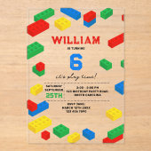 Niedliche Bunte Ziegel Gebäude Blocks Kindergeburt Acryleinladungen (Vorderseite)