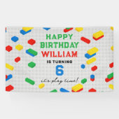 Niedliche Bunte Ziegel Gebäude Blocks Kindergeburt Banner (Horizontal)