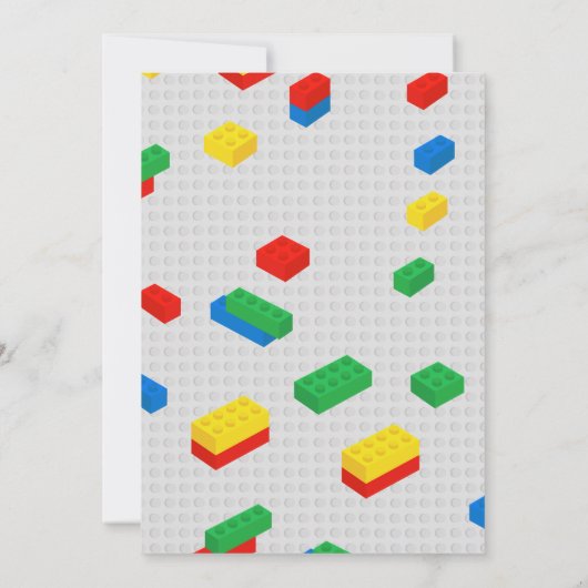 Niedliche Bunte Ziegel Gebäude Blocks Kindergeburt Einladung (Rückseite)