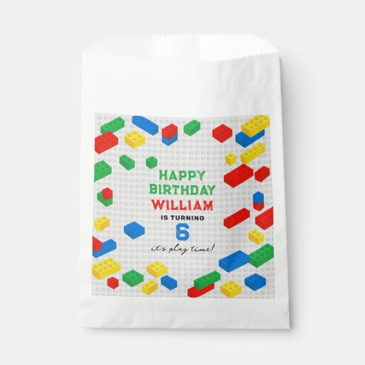 Niedliche Bunte Ziegel Gebäude Blocks Kindergeburt Geschenktütchen (Vorderseite)