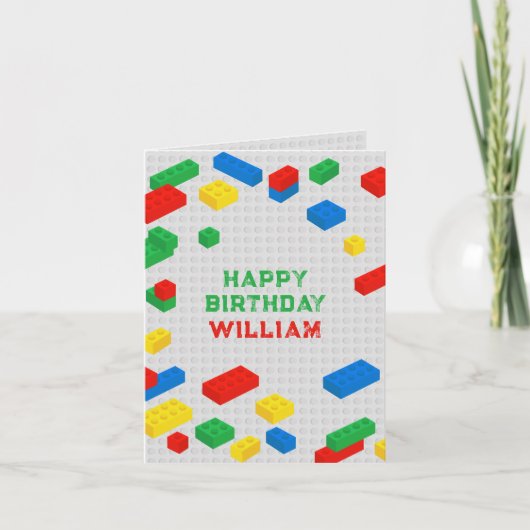 Niedliche Bunte Ziegel Gebäude Blocks Kindergeburt Karte (Vorderseite)