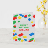 Niedliche Bunte Ziegel Gebäude Blocks Kindergeburt Karte (Gelbe Blume)