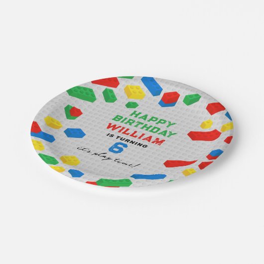 Niedliche Bunte Ziegel Gebäude Blocks Kindergeburt Pappteller