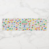 Niedliche Bunte Ziegel Gebäude Blocks Kindergeburt Wasserflaschenetikett (Einzelnes Label)