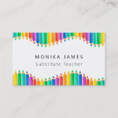Niedliche Buntstifte Stellvertretender Lehrer Visitenkarte (Vorderseite)