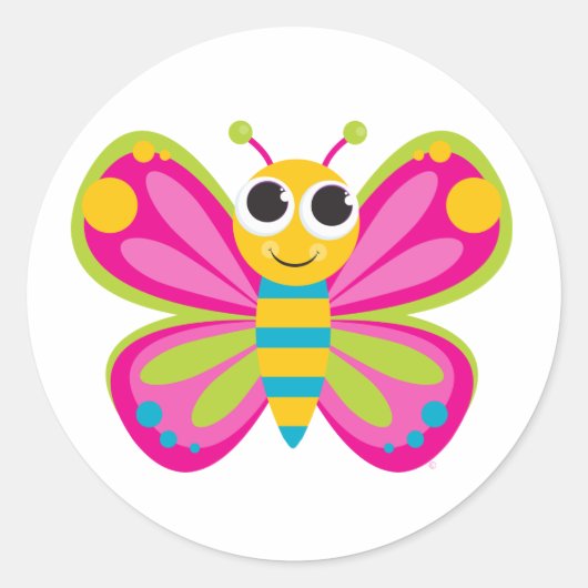 Niedliche Butterfly-Aufkleber Runder Aufkleber (Vorderseite)