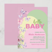 Niedliche Butterfly-Babydusche Einladung (Vorne/Hinten)