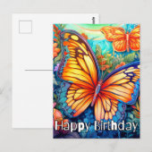 Niedliche Butterfly & Blume Illustration Collage Postkarte (Vorne/Hinten)