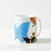 Niedliche Butterfly-Collage & Wildblume-Tasse Kaffeetasse (VorderseiteRechts)