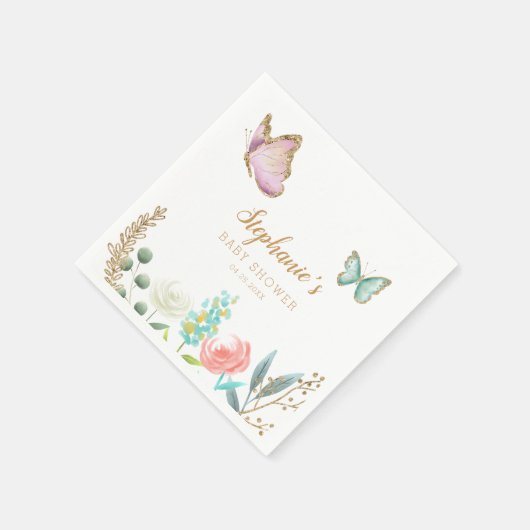 Niedliche Butterfly Garden Babydusche Serviette (Ecke)