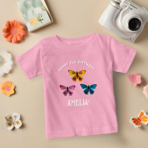 Niedliche Butterfly Girl Birthday Party Guest Baby T-shirt