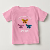 Niedliche Butterfly Girl Birthday Party Guest Baby T-shirt (Vorderseite)