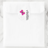 Niedliche Butterfly-Violine Runder Aufkleber (Tasche)