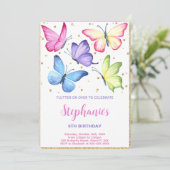 Niedliche Butterfly zum Geburtstag Einladung (Stehend Vorderseite)