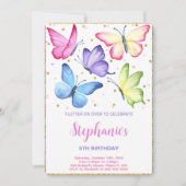 Niedliche Butterfly zum Geburtstag Einladung (Vorderseite)