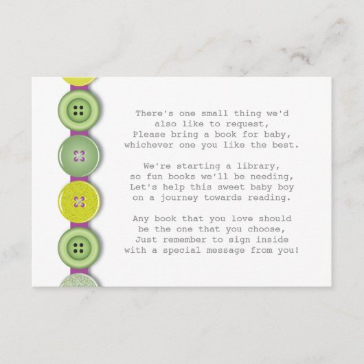 Niedliche Button Babyduschkarte Begleitkarte (Vorderseite)