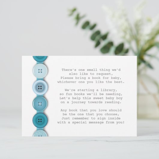 Niedliche Button Babyduschkarte Begleitkarte (Stehend Vorderseite)