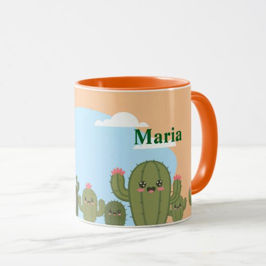 Niedliche Cacti Blue Sky Tasse (VorderseiteRechts)
