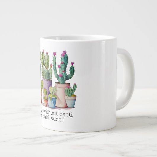 Niedliche Cacti cactus succulents in Töpfen Jumbo-Tasse (Vorderseite Rechts)