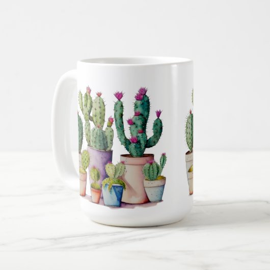 Niedliche Cacti cactus succulents in Töpfen Kaffeetasse (Vorderseite Links)
