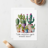 Niedliche Cacti cactus succulents in Töpfen Mitteilungskarte (Vorderseite/Rückseite Beispiel)