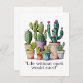 Niedliche Cacti cactus succulents in Töpfen Mitteilungskarte (Vorne/Hinten)