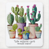 Niedliche Cacti cactus succulents in Töpfen Mousepad (Vorne)