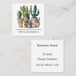 Niedliche Cacti cactus succulents in Töpfen Quadratische Visitenkarte