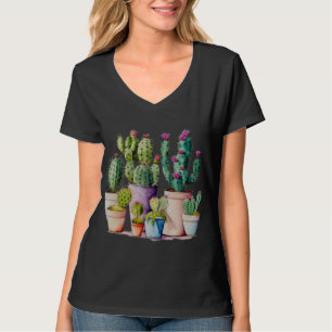 Niedliche Cacti cactus succulents in Töpfen T-Shirt