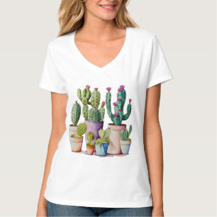Niedliche Cacti cactus succulents in Töpfen T-Shirt