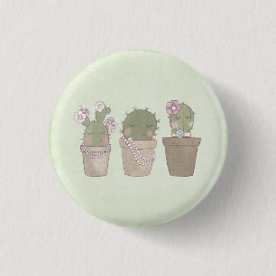 Niedliche Cactus Girls mit Schmuck Button