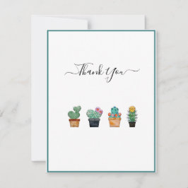 Niedliche Cactus Greenery Blume Dankeskarte