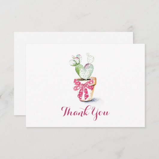 Niedliche Cactus Watercolor Valentine Dankeskarte (Vorne/Hinten)
