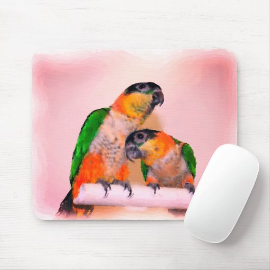 Niedliche Caique Parrot Pair Bird Art Mousepad (Mit Mouse)