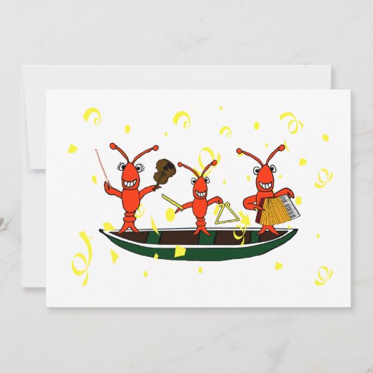 Niedliche Cajun Musik-Panzerkrebs-Party Einladung (Vorderseite)