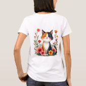 Niedliche Calico-Katze mit floraler Cotattacore-Äs T-Shirt (Rückseite)